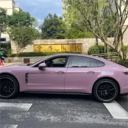 Gloss Rose Latte Pink Car Vinyl Wrap PET review Scuff