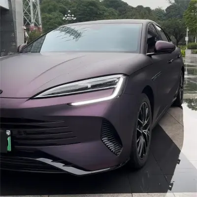 Ultra Matte Metallic Black Purple Car Vinyl Wrap review Protection 01