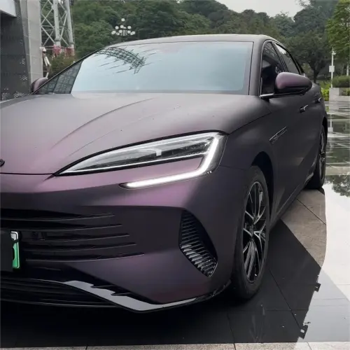 Ultra Matte Metallic Black Purple Car Vinyl Wrap review 