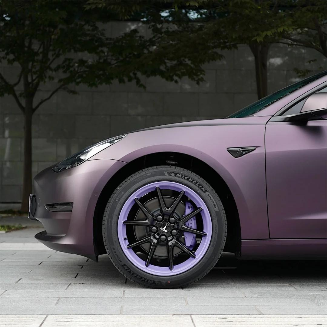 Ultra Matte Metallic Black Purple Car Vinyl Wrap review Apply 02