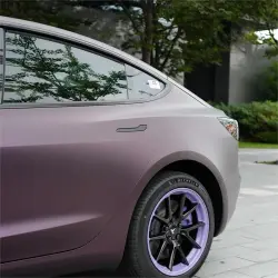 Ultra Matte Metallic Black Purple Car Vinyl Wrap review Apply 04