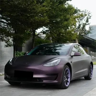 Ultra Matte Metallic Black Purple Car Vinyl Wrap review Apply 01