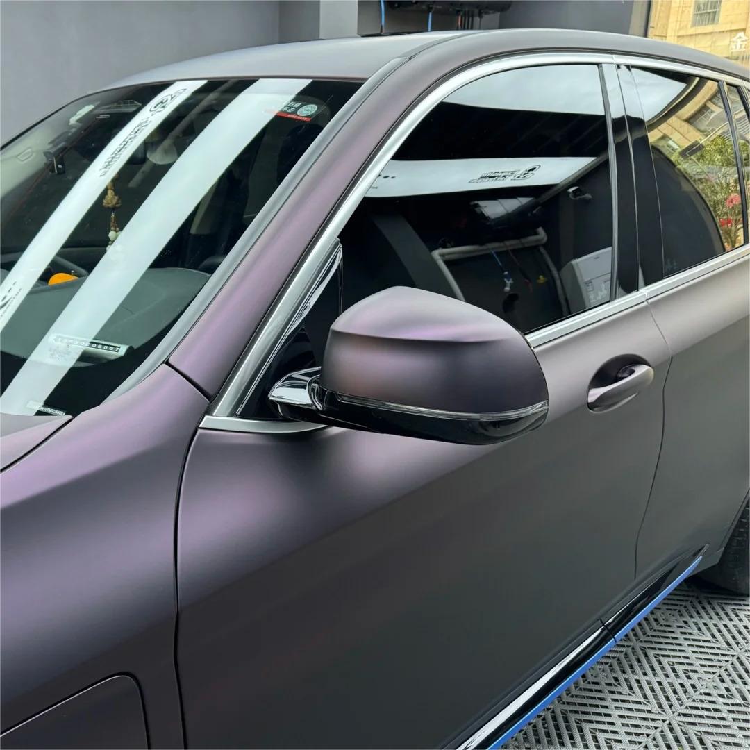 Ultra Matte Metallic Black Purple Car Vinyl Wrap review Black 01