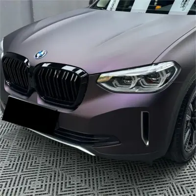 Ultra Matte Metallic Black Purple Car Vinyl Wrap review Black 01