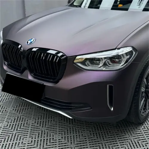 Ultra Matte Metallic Black Purple Car Vinyl Wrap review 