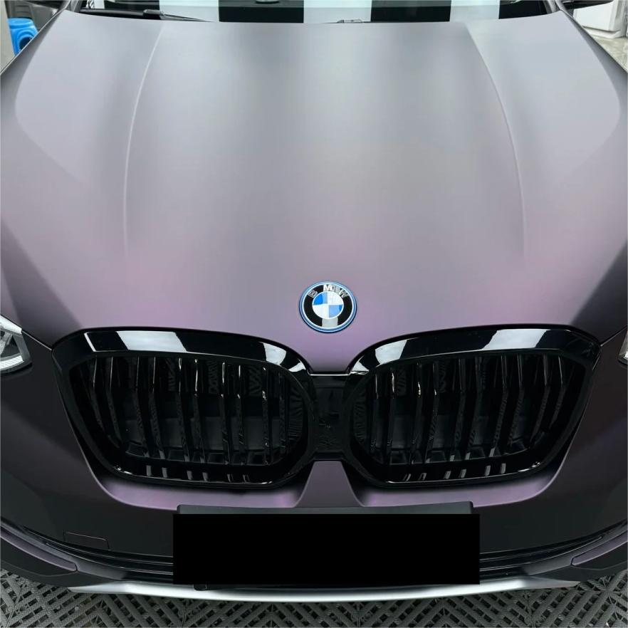 Ultra Matte Metallic Black Purple Car Vinyl Wrap review Black 03