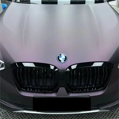 Ultra Matte Metallic Black Purple Car Vinyl Wrap review Black 04
