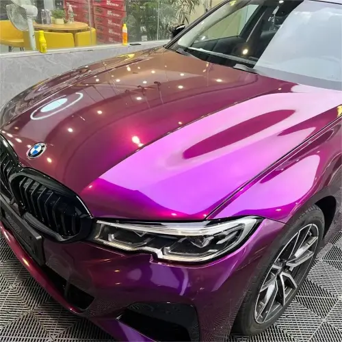 Gloss Metallic Grape Purple Car Vinyl Wrap PET review 