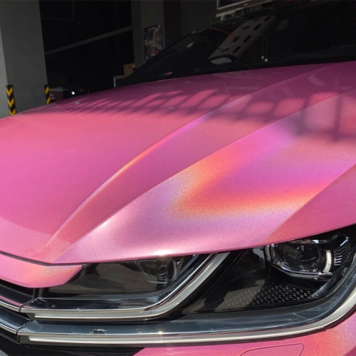 Gloss Metallic Rainbow Laser Pink Car Vinyl Wrap review 