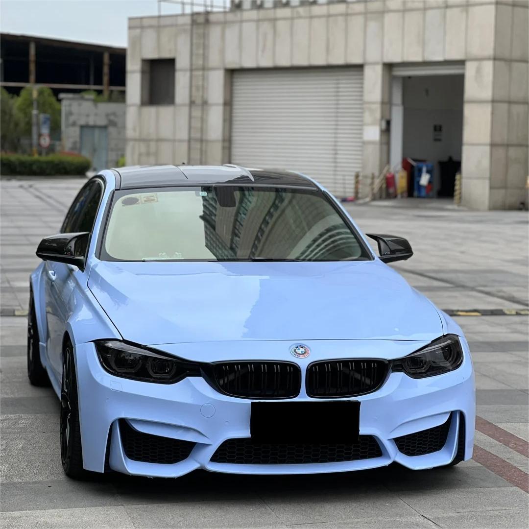 Gloss Macaron Baby Blue Car Vinyl Wrap PET review Indeed 01