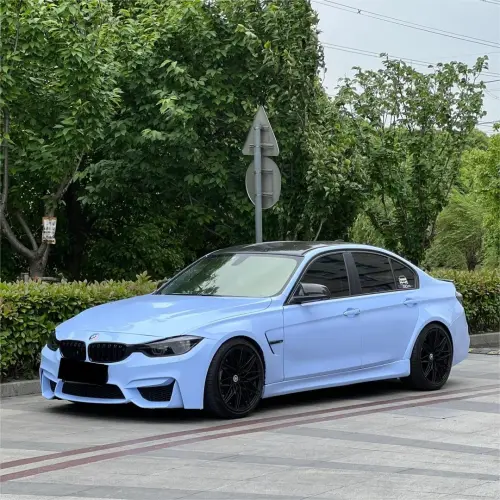 Gloss Macaron Baby Blue Car Vinyl Wrap PET review 