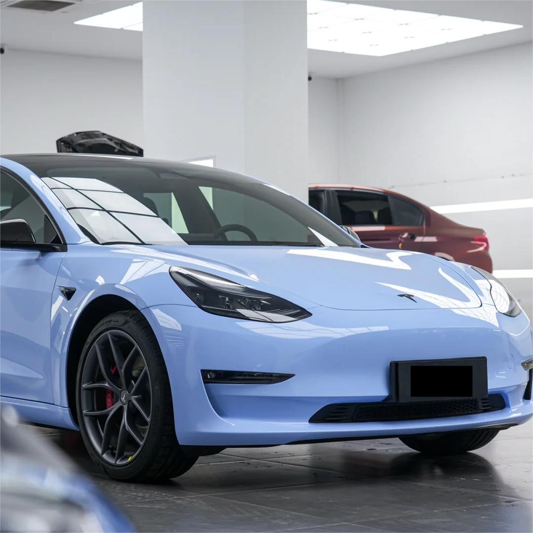 Gloss Macaron Baby Blue Car Vinyl Wrap PET review Macaron 00