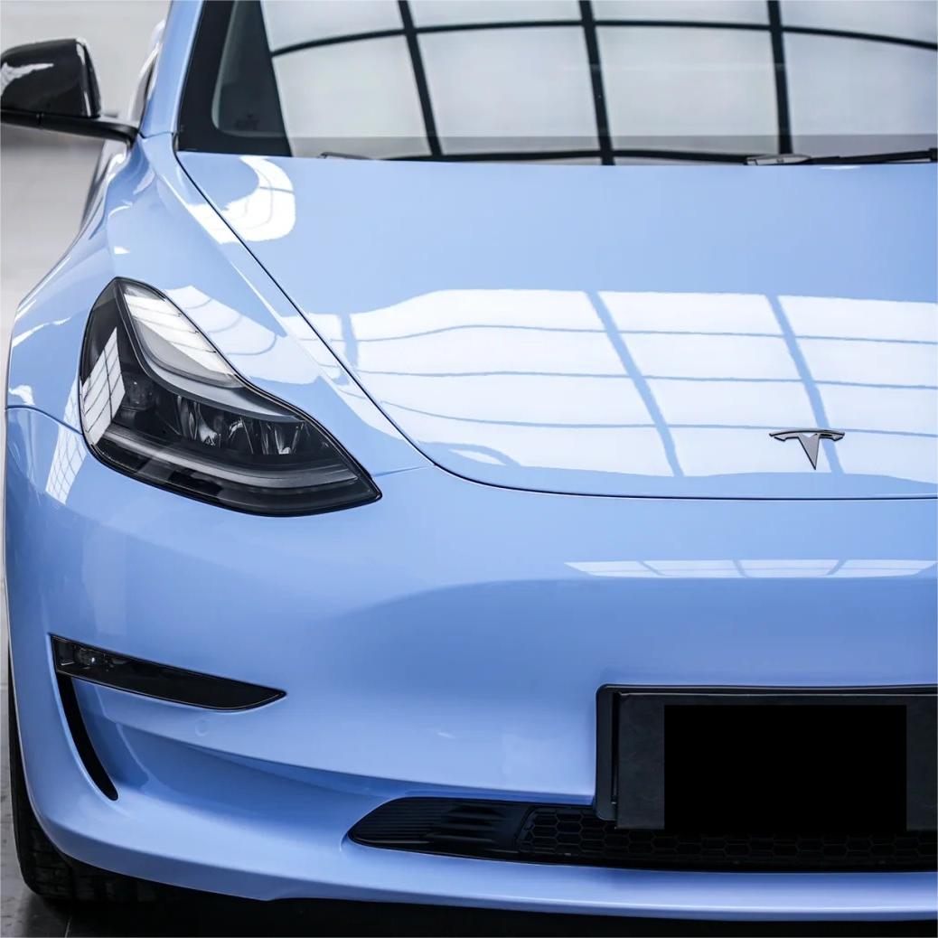 Gloss Macaron Baby Blue Car Vinyl Wrap PET review Macaron 01