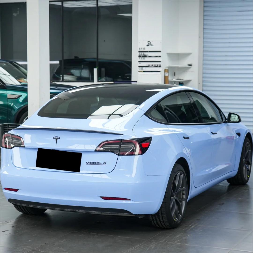 Gloss Macaron Baby Blue Car Vinyl Wrap PET review Macaron 05