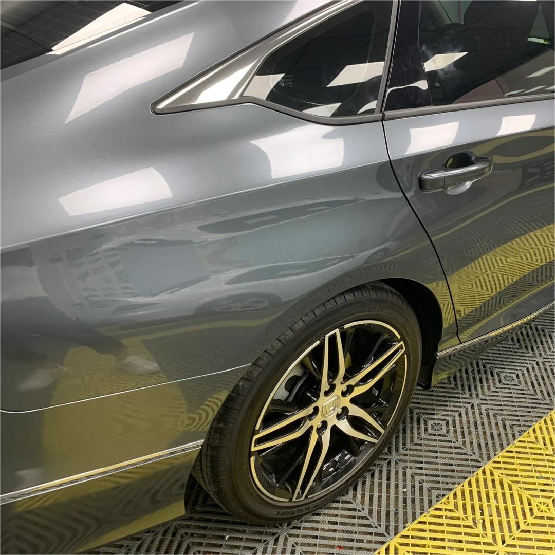 Gloss Metallic Charcoal Grey Car Vinyl Wrap PET review Exact 02