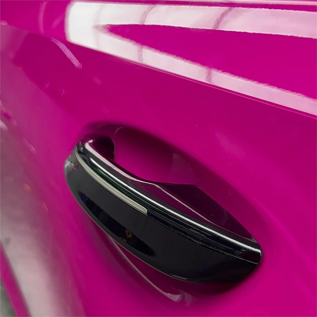 Gloss Crystal Rose Red Car Vinyl Wrap PET review Application 02
