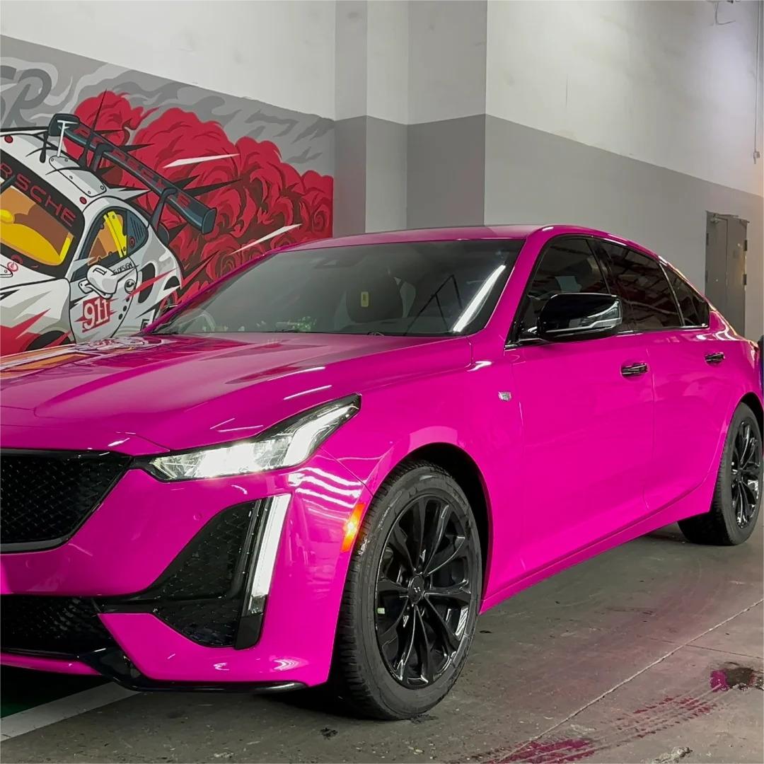 Gloss Crystal Rose Red Car Vinyl Wrap PET review Application 00
