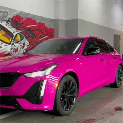 Gloss Crystal Rose Red Car Vinyl Wrap PET review Application 01