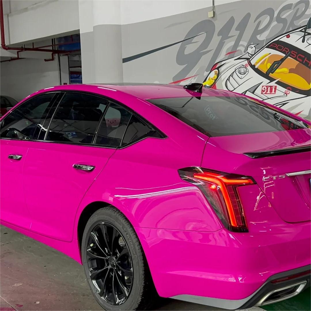 Gloss Crystal Rose Red Car Vinyl Wrap PET review Application 01