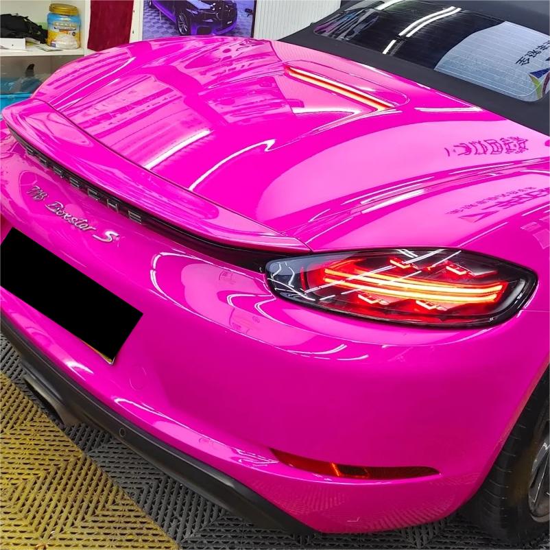 Gloss Crystal Rose Red Car Vinyl Wrap PET review Faster 01