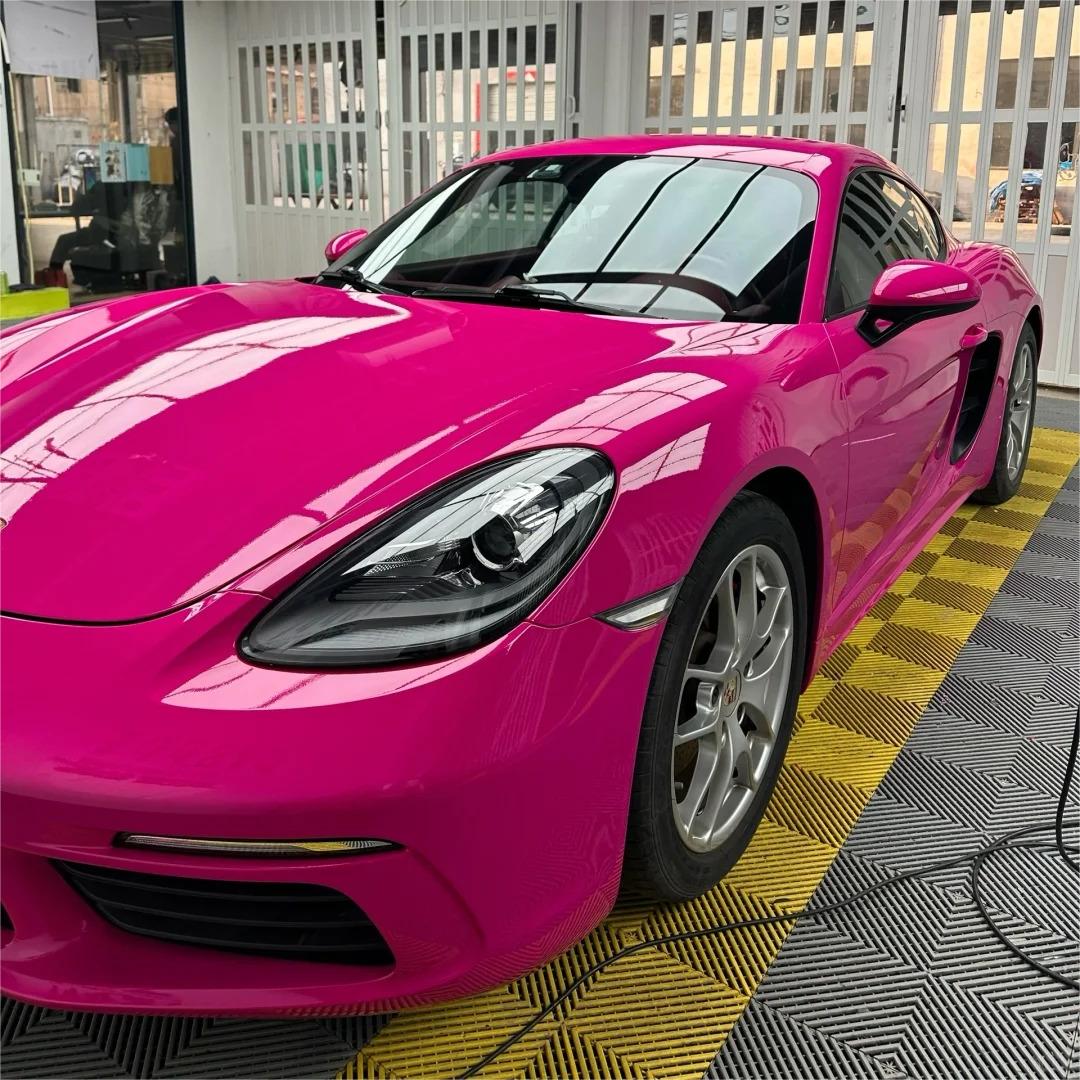 Gloss Crystal Rose Red Car Vinyl Wrap PET review Crystal 00