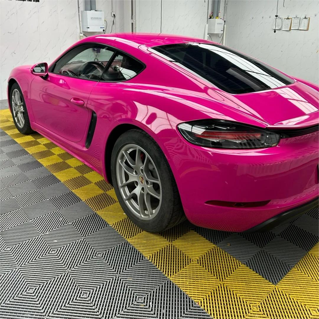 Gloss Crystal Rose Red Car Vinyl Wrap PET review Crystal 03