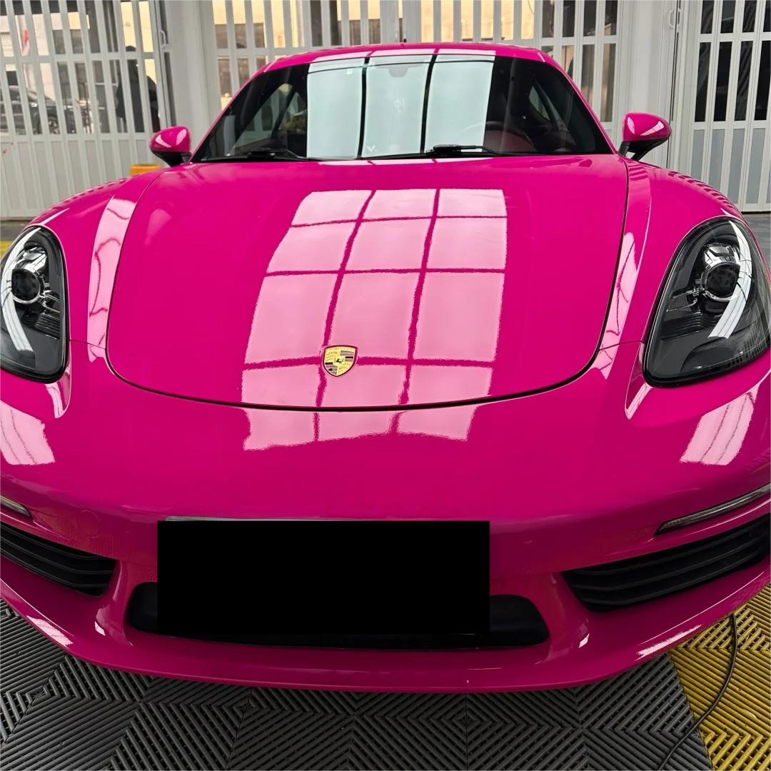 Gloss Crystal Rose Red Car Vinyl Wrap PET review Crystal 04