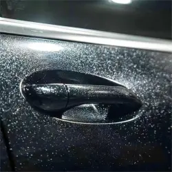 Gloss Metallic Sparkle Glitter Black Car Vinyl Wrap review Apply 03