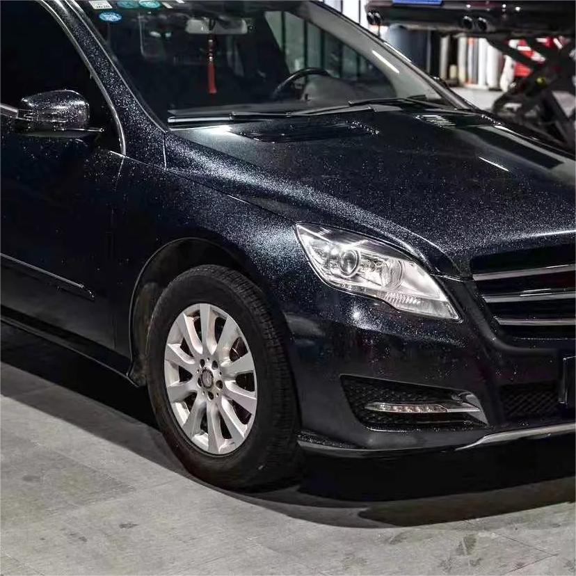 Gloss Metallic Sparkle Glitter Black Car Vinyl Wrap review Apply 01