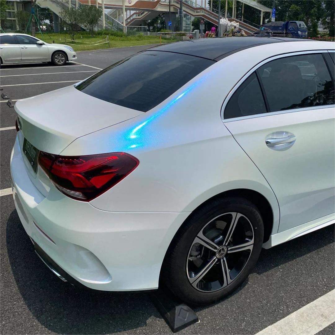 Gloss Metallic Chameleon Diamond Blue White Car Vinyl Wrap PET review Fresh 01