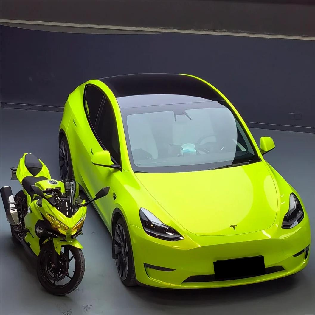 Gloss Fluorescent Neon Yellow Car Vinyl Wrap review Selection 01