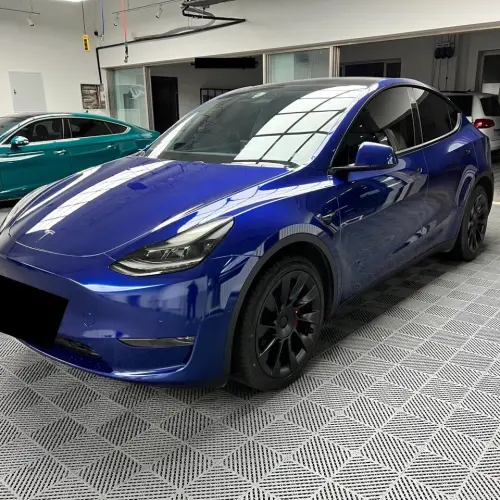 Gloss Metallic Dark Blue Car Vinyl Wrap PET | Audi Navarre Blue review 