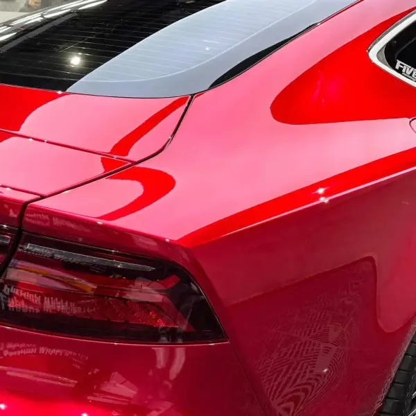 Ultra Glossy Metallic Vampire Red Car Vinyl Wrap BMW PET   review Vampire 05