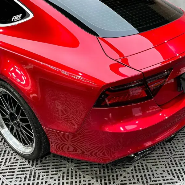 Ultra Glossy Metallic Vampire Red Car Vinyl Wrap BMW PET   review Vampire 04