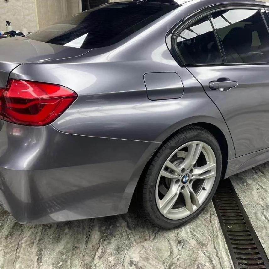 Gloss Metallic Destroyer Grey Car Vinyl Wrap PET review Handle 02