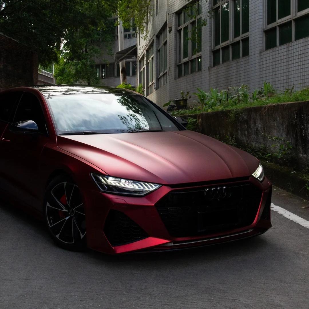 Satin Chrome Metallic Romanee Red Car Vinyl Wrap  review First 00