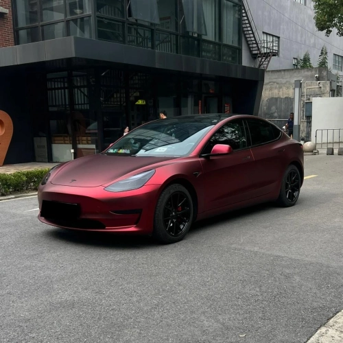 Satin Chrome Metallic Romanee Red Vinyl Wrap | Romania Red Wrap PET review 