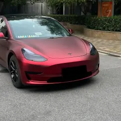 Matte Chrome Metallic Romance Red Car Vinyl Wrap PET review Scratch 04