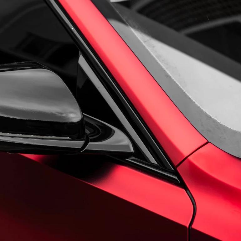 Satin Chrome Metallic Romanee Red Car Vinyl Wrap  review Friend 03