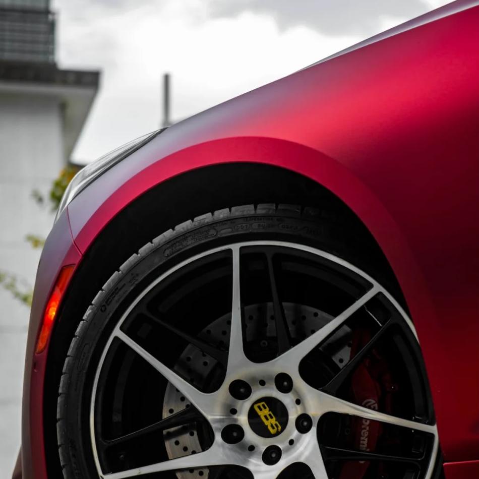 Satin Chrome Metallic Romanee Red Car Vinyl Wrap  review Friend 02