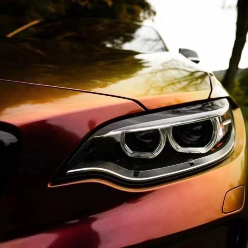 Gloss Chameleon Gold Red Car Vinyl Wrap| Glossy Sunrise Morning Glow Car Wrap reviewed by