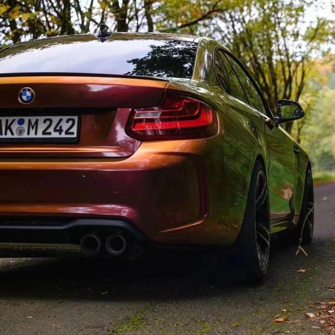 Gloss Chameleon Gold Red Car Vinyl Wrap| Glossy Sunrise Morning Glow Car Wrap review Chameleon 01