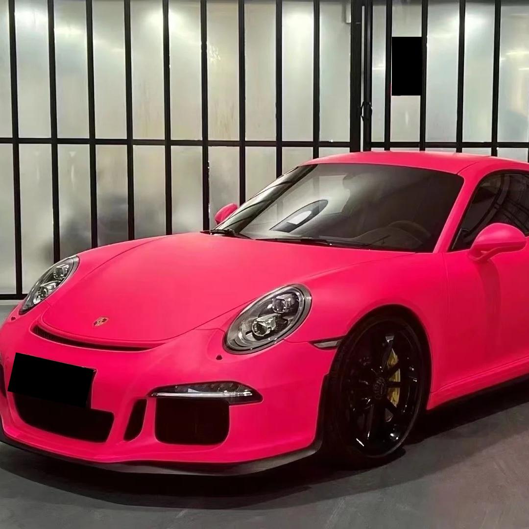 Ultimate Flat Fluorescent Pink Car Vinyl Wrap PET review Stick 01