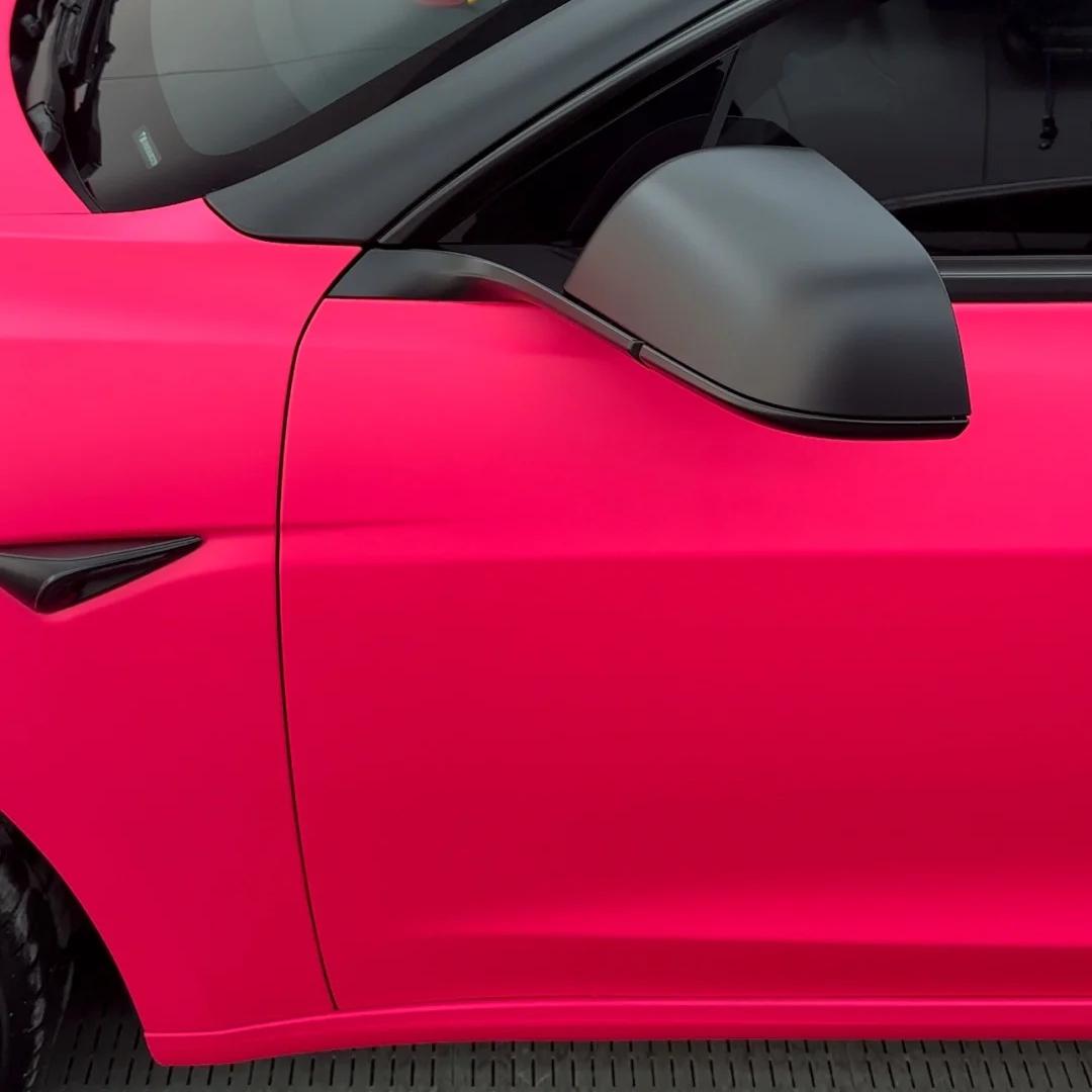 Ultimate Flat Fluorescent Pink Car Vinyl Wrap PET review Praise 01