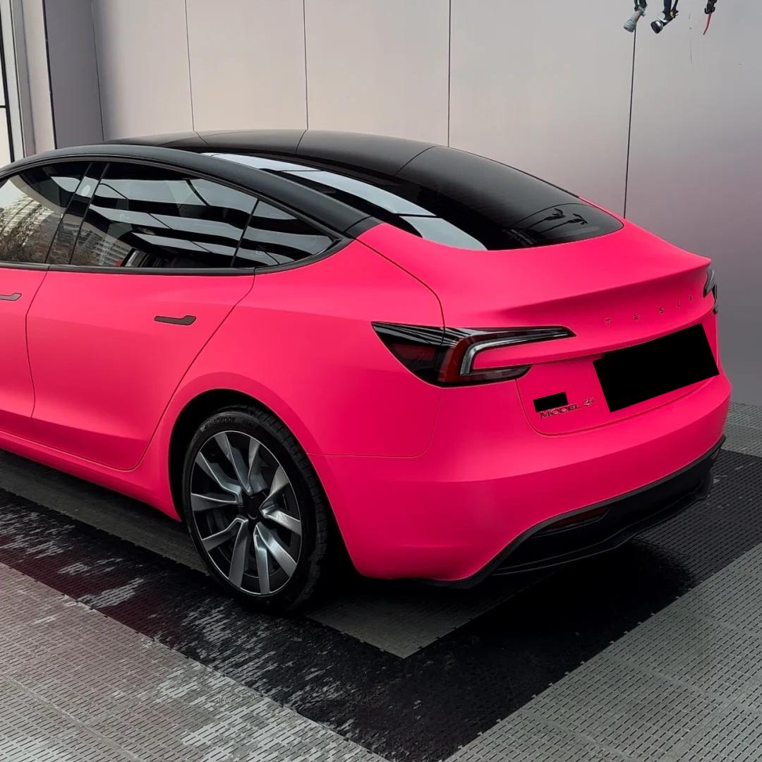Ultimate Flat Fluorescent Pink Car Vinyl Wrap PET review Praise 02