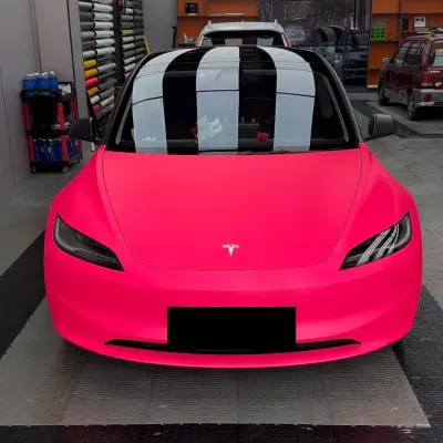 Ultimate Flat Fluorescent Pink Car Vinyl Wrap  review Praise 00