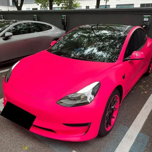 Ultimate Flat Fluorescent Pink Car Vinyl Wrap PET review 
