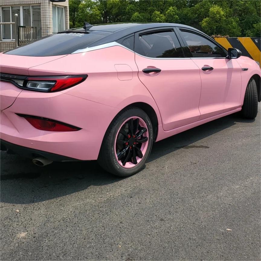 Gloss Crystal Peach Pink Car Vinyl Wrap PET review Black 01