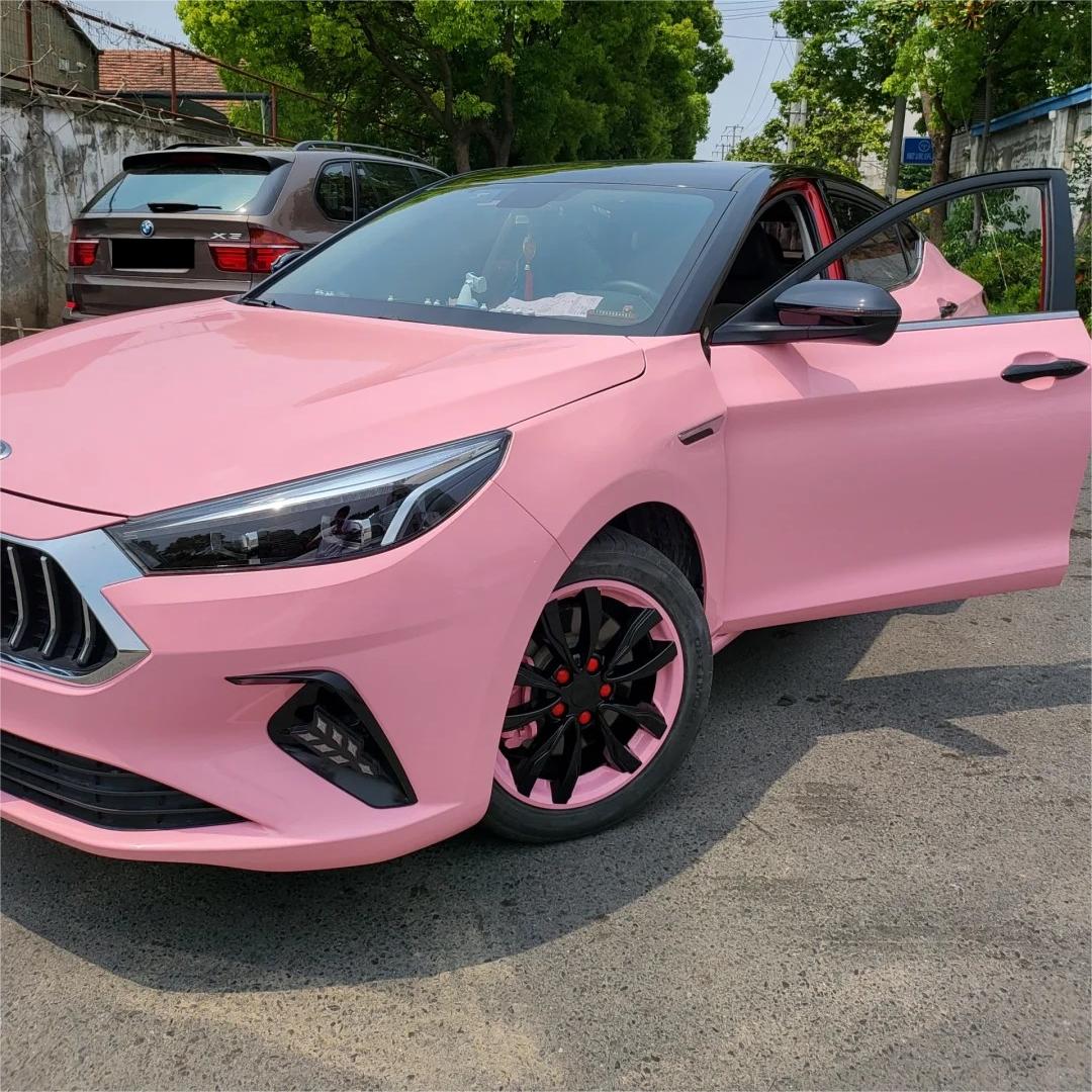 Gloss Crystal Peach Pink Car Vinyl Wrap PET review Black 02