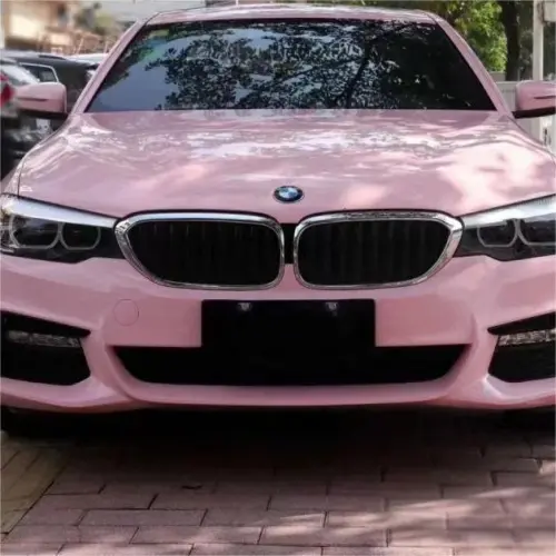 Gloss Crystal Peach Pink Car Vinyl Wrap PET review 